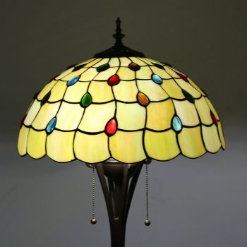 LongHuiJing Tiffany Style Stained Glass Floor Lamp with 16 inches Wide Handmade Lampshade Decor Lighting