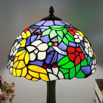 LongHuiJing Tiffany Style Table Lamp 12inch Vintage Butterfly Stained Glass Lampshade Desk Light Creative Art Home Decor